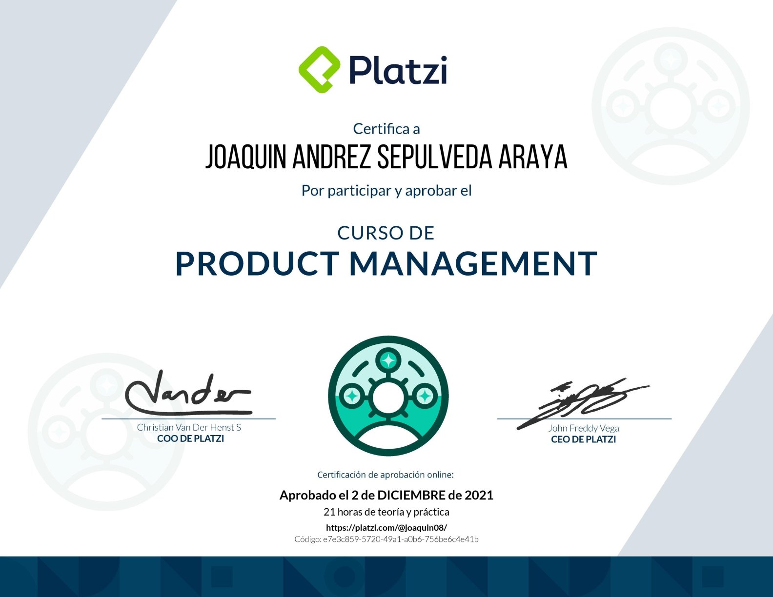 Product Management certificate from Platzi Academy